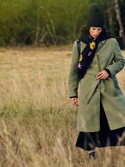 Monsoon Green Blair Bouclé Single Breasted Belt Coat - Image 2 of 6