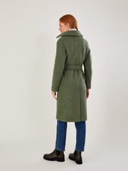 Monsoon Green Blair Bouclé Single Breasted Belt Coat - Image 4 of 6