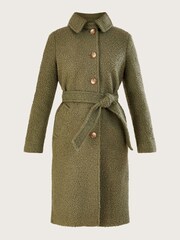 Monsoon Green Blair Bouclé Single Breasted Belt Coat - Image 6 of 6