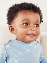 The White Company Blue Organic Cotton Cloud Print Sleepsuit - Image 2 of 4