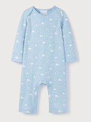 The White Company Blue Organic Cotton Cloud Print Sleepsuit - Image 3 of 4