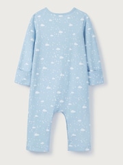 The White Company Blue Organic Cotton Cloud Print Sleepsuit - Image 4 of 4