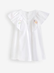 White Embroidered Cotton Ruffle Dress (3mths-8yrs) - Image 6 of 6