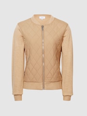 Reiss Camel Ayla Hybrid Zip Through Quilted Jumper - Image 2 of 7