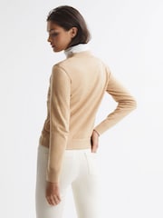 Reiss Camel Ayla Hybrid Zip Through Quilted Jumper - Image 5 of 7