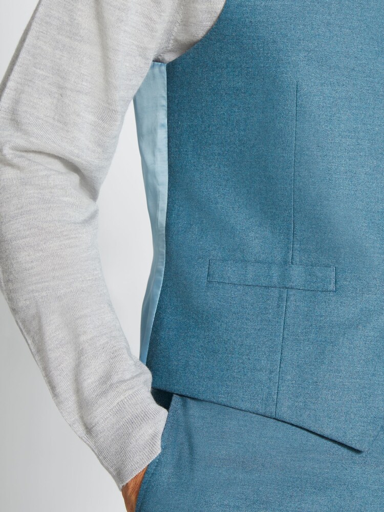 MOSS Blue Flannel Slim Fit Suit Waistcoat - Image 3 of 3
