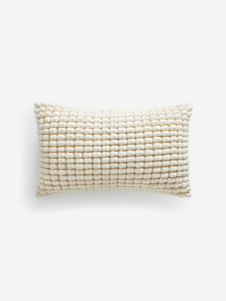 Natural 40 x 59cm Global Bobble 100% Cotton Cushion - Image 2 of 5