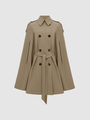 Reiss Neutral Mathilde Trench Wool Blend Cape - Image 2 of 6