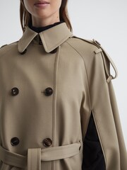 Reiss Neutral Mathilde Trench Wool Blend Cape - Image 4 of 6