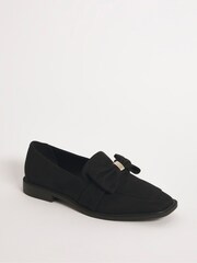 Simply Be Black Extra Wide Fit Classic Loafers With Bow Trim - Image 2 of 3