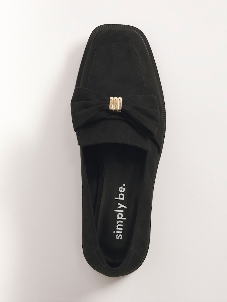 Simply Be Black Extra Wide Fit Classic Loafers With Bow Trim - Image 3 of 3