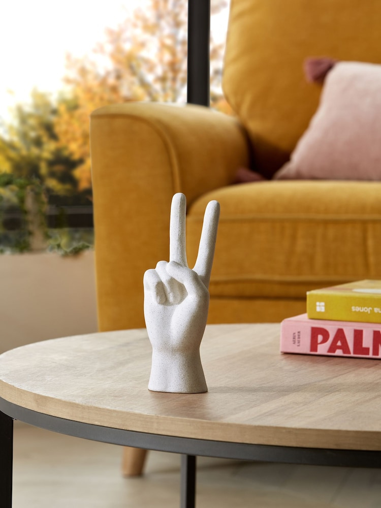 Cream Peace Hand Ornaments Sculpture - Image 1 of 5