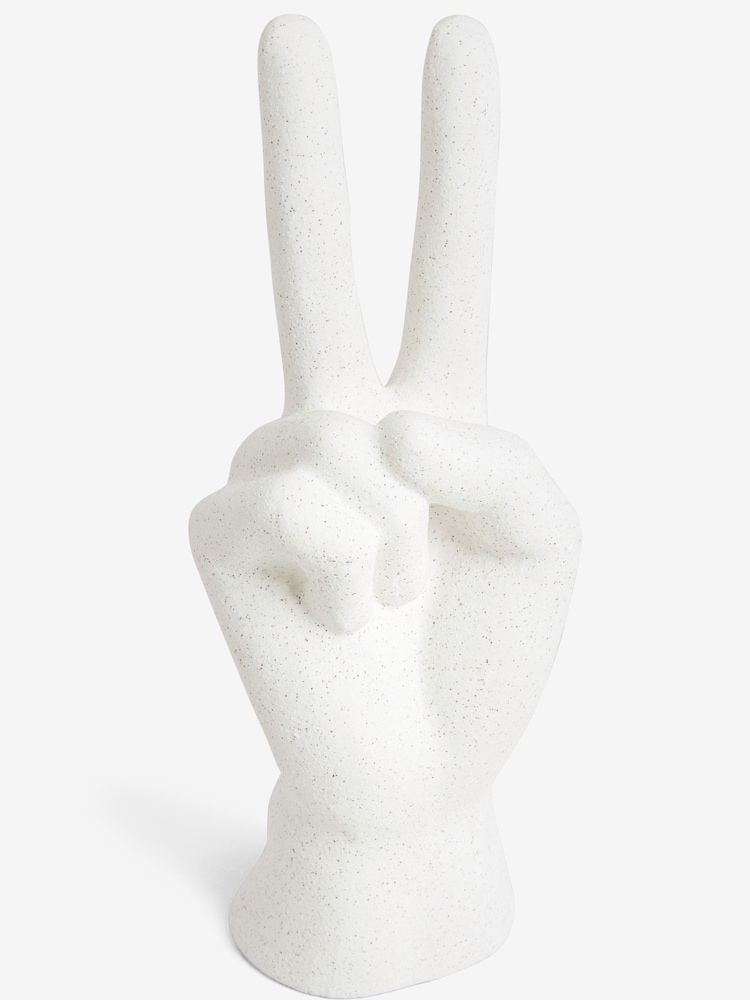 Cream Peace Hand Ornaments Sculpture - Image 5 of 5