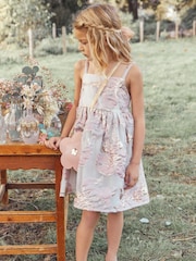 Pink/Gold Floral Jacquard Party Dress (6-16yrs) - Image 2 of 5