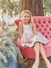 Pink/Gold Floral Jacquard Party Dress (6-16yrs) - Image 4 of 5