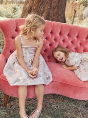 Pink/Gold Floral Jacquard Party Dress (6-16yrs) - Image 5 of 5