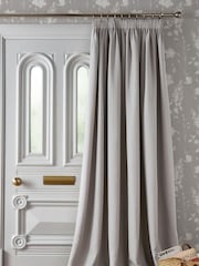 Laura Ashley Steel Grey Stephanie Thermal Lining Door  Pencil Pleat Curtain - Image 1 of 4