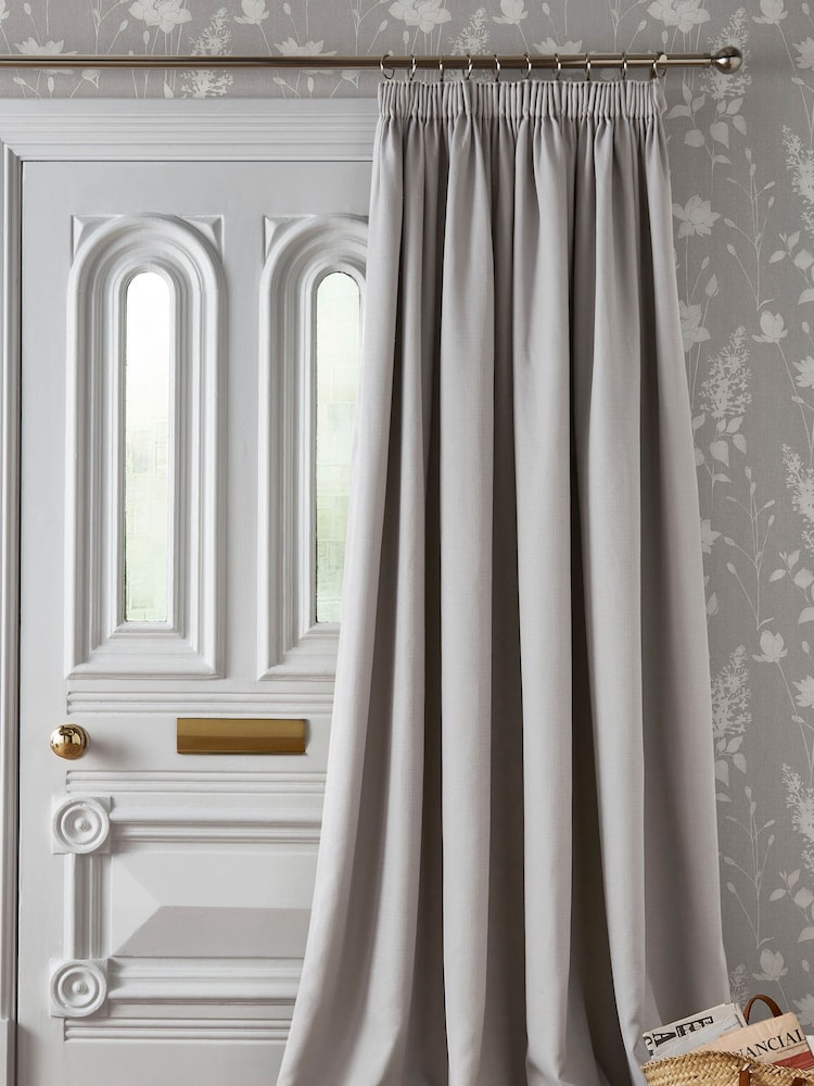 Laura Ashley Steel Grey Stephanie Thermal Lining Door  Pencil Pleat Curtain - Image 1 of 4