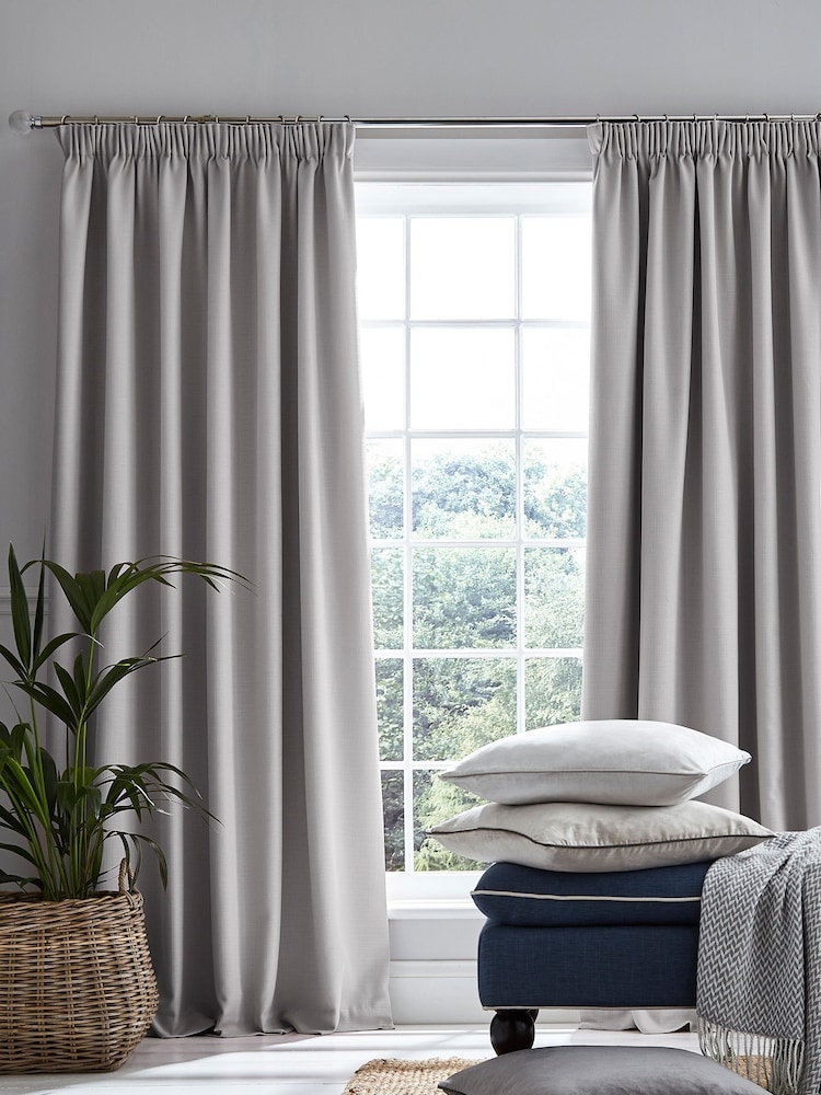 Laura Ashley Steel Grey Stephanie Thermal Lining Door  Pencil Pleat Curtain - Image 2 of 4