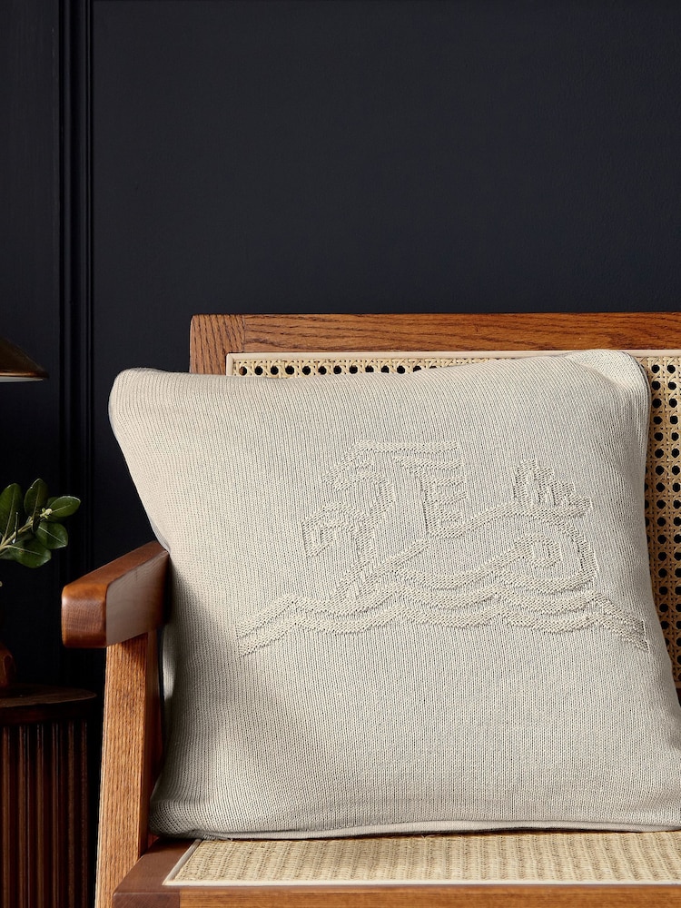 Bedeck of Belfast Natural Signature Knit 100% Cotton Cushion - Image 1 of 4 Bedeck of Belfast Natural Signature Knit 100% Cotton Cushion - Image 1 of 4
