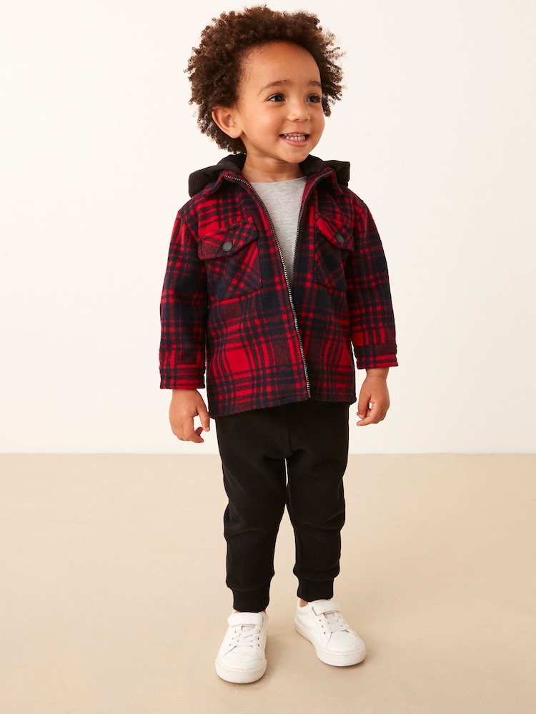 Red Check Hooded Shacket (3mths-7yrs) - Image 1 of 8 Red Check Hooded Shacket (3mths-7yrs) - Image 1 of 8