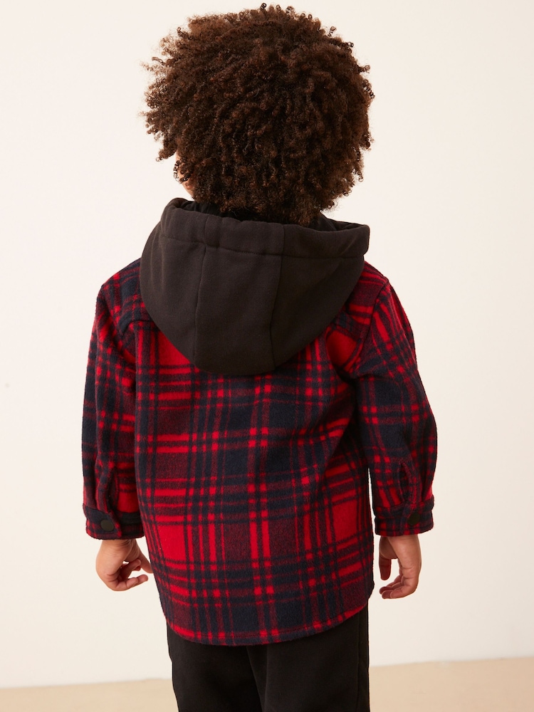 Red Check Hooded Shacket (3mths-7yrs) - Image 2 of 8 Red Check Hooded Shacket (3mths-7yrs) - Image 2 of 8