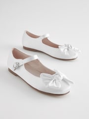 White Satin (Stain Resistant) Bow Standard Fit (F) Square Toe Mary Jane Occasion Shoes - Image 2 of 5