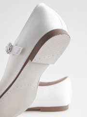 White Satin (Stain Resistant) Bow Standard Fit (F) Square Toe Mary Jane Occasion Shoes - Image 4 of 5