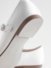 White Satin (Stain Resistant) Bow Standard Fit (F) Square Toe Mary Jane Occasion Shoes - Image 5 of 5