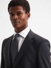 Reiss Airforce Blue Mars Silk Polka Dot Tie - Image 2 of 5