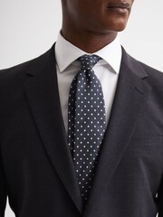 Reiss Airforce Blue Mars Silk Polka Dot Tie - Image 3 of 5