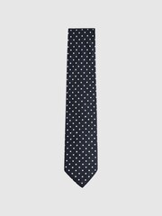 Reiss Airforce Blue Mars Silk Polka Dot Tie - Image 4 of 5