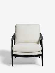 Casual Boucle Oyster Natural Flinton Wooden Black Leg Accent Chair - Image 2 of 8