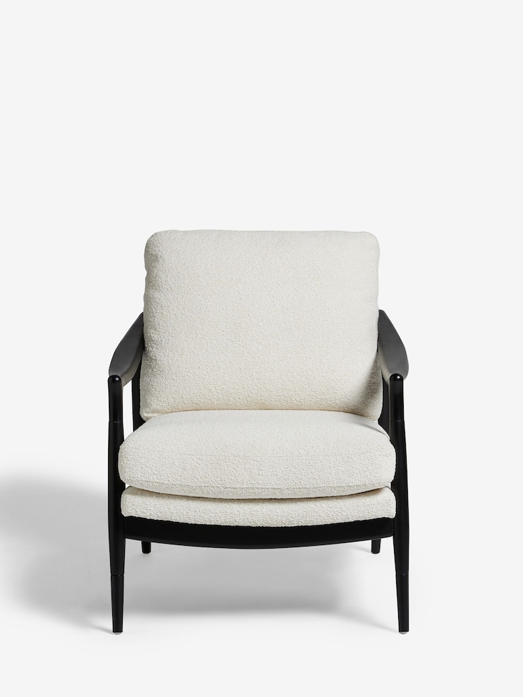 Casual Boucle Oyster Natural Flinton Wooden Black Leg Accent Chair - Image 2 of 8