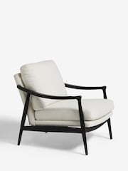 Casual Boucle Oyster Natural Flinton Wooden Black Leg Accent Chair - Image 4 of 8