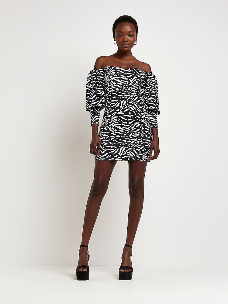 River Island Black Bardot Scuba Dress - Image 2 of 4