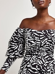 River Island Black Bardot Scuba Dress - Image 4 of 4