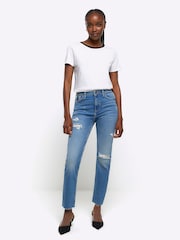River Island узкий крой с рваной отделкой без застежки - стрейчевые джинсы - Image 1 of 5