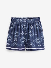 Navy Blue Aztec Elasticated Pull On Shorts - Image 5 of 5