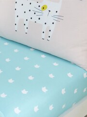 Catherine Lansfield Green Cute Cats Fitted Sheet - Image 1 of 2