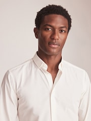 Cream Ivory Easy Care Single Cuff Shirt - Image 4 of 8