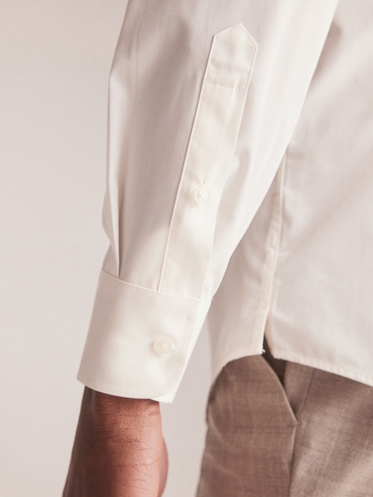 Cream Ivory Easy Care Single Cuff Shirt - Image 5 of 8