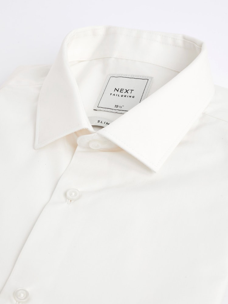Cream Ivory Easy Care Single Cuff Shirt - Image 7 of 8