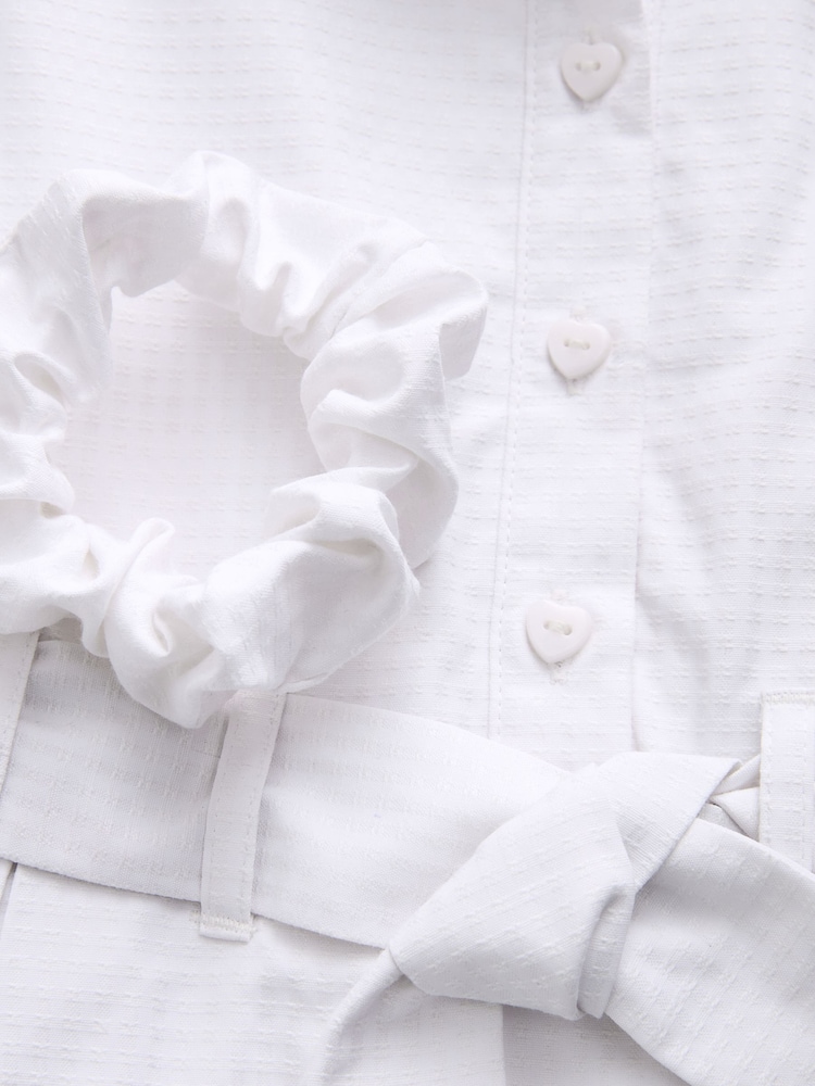 White Gingham Cotton Rich Belted School Dress with Scrunchie (3-14yrs) - Image 9 of 9 White Gingham Cotton Rich Belted School Dress with Scrunchie (3-14yrs) - Image 9 of 9