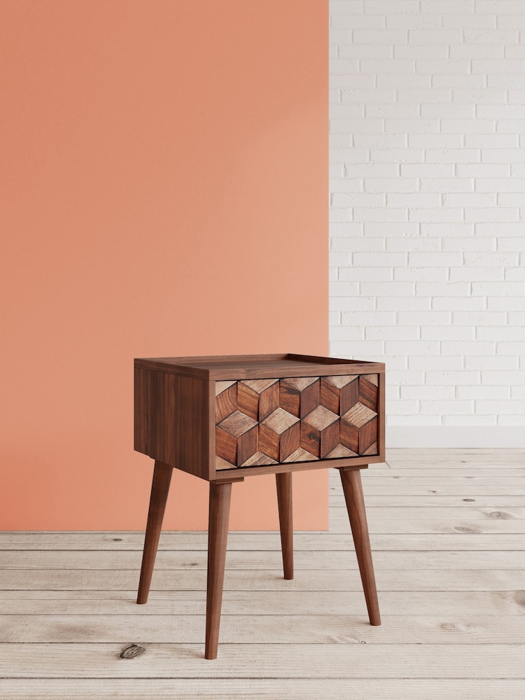 Swoon Dark Brown Terning Bedside Table - Image 1 of 6