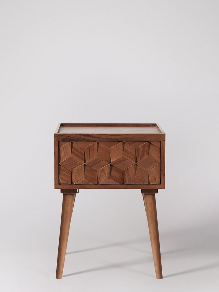 Swoon Dark Brown Terning Bedside Table - Image 2 of 6