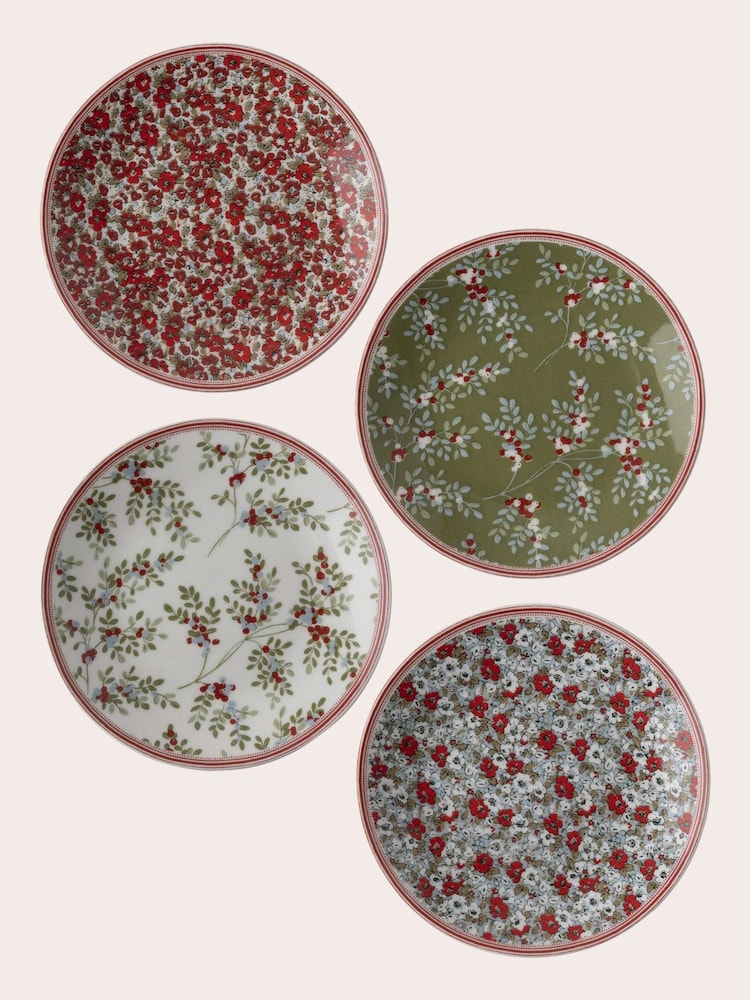 Laura Ashley Green Set of 4 Stockbridge Petit Four Plates - Image 3 of 3