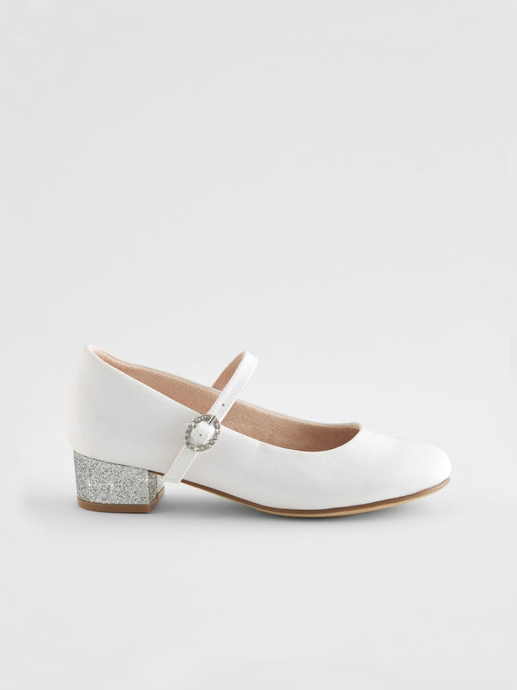 White Satin (Stain Resistant) Occasion Heel Shoes - Image 1 of 6
