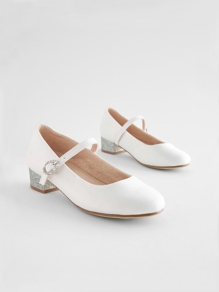 White Satin (Stain Resistant) Occasion Heel Shoes - Image 2 of 6