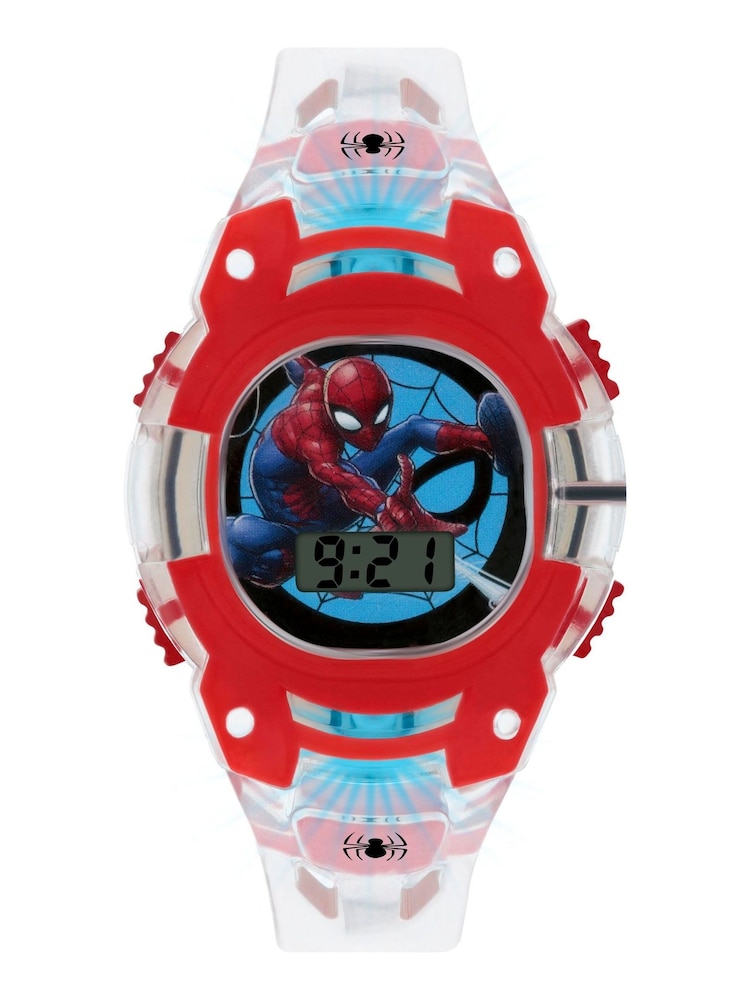 Peers Hardy Red Disney Marvel Spiderman Clear Plastic Strap Watch - Image 1 of 3